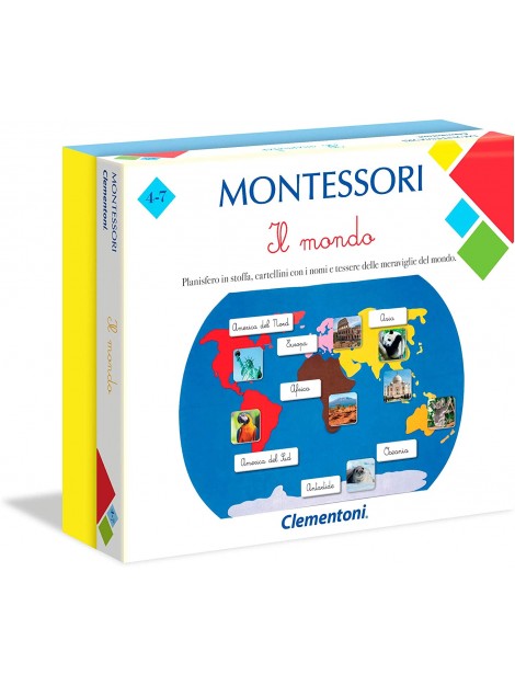 Clementoni - Montessori -Il Mondo, Gioco educativo, Multicolore, 16210