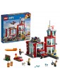 LEGO City Fire 60215- Caserma dei Pompieri su 3 Livelli con 4 Minifigures  Mattoncini Sonori e Luminosi